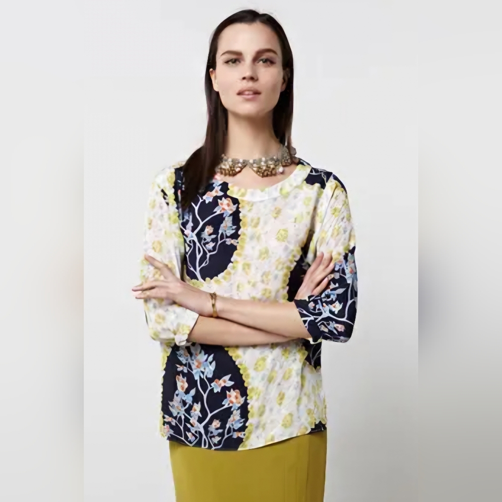 Anthropologie Chris Benz "Aunt Esther" Cameo Blouse Sz 0